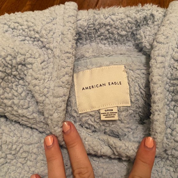 Light Blue Teddy American Eagle Sweat Shirt Small - Picture 2 of 3